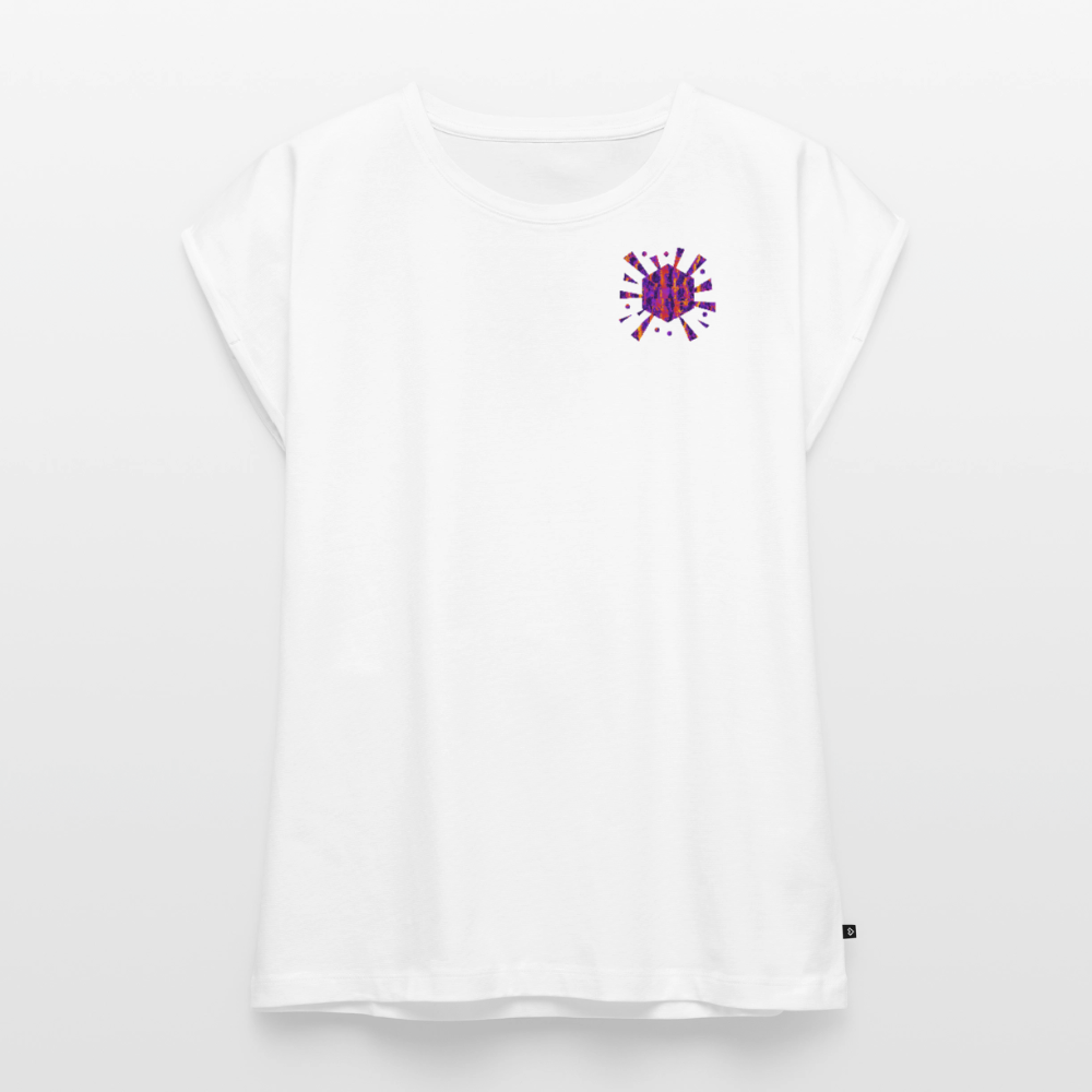 Frauen T-Shirt mit gerollten Ärmeln | No. 1 - Weiß