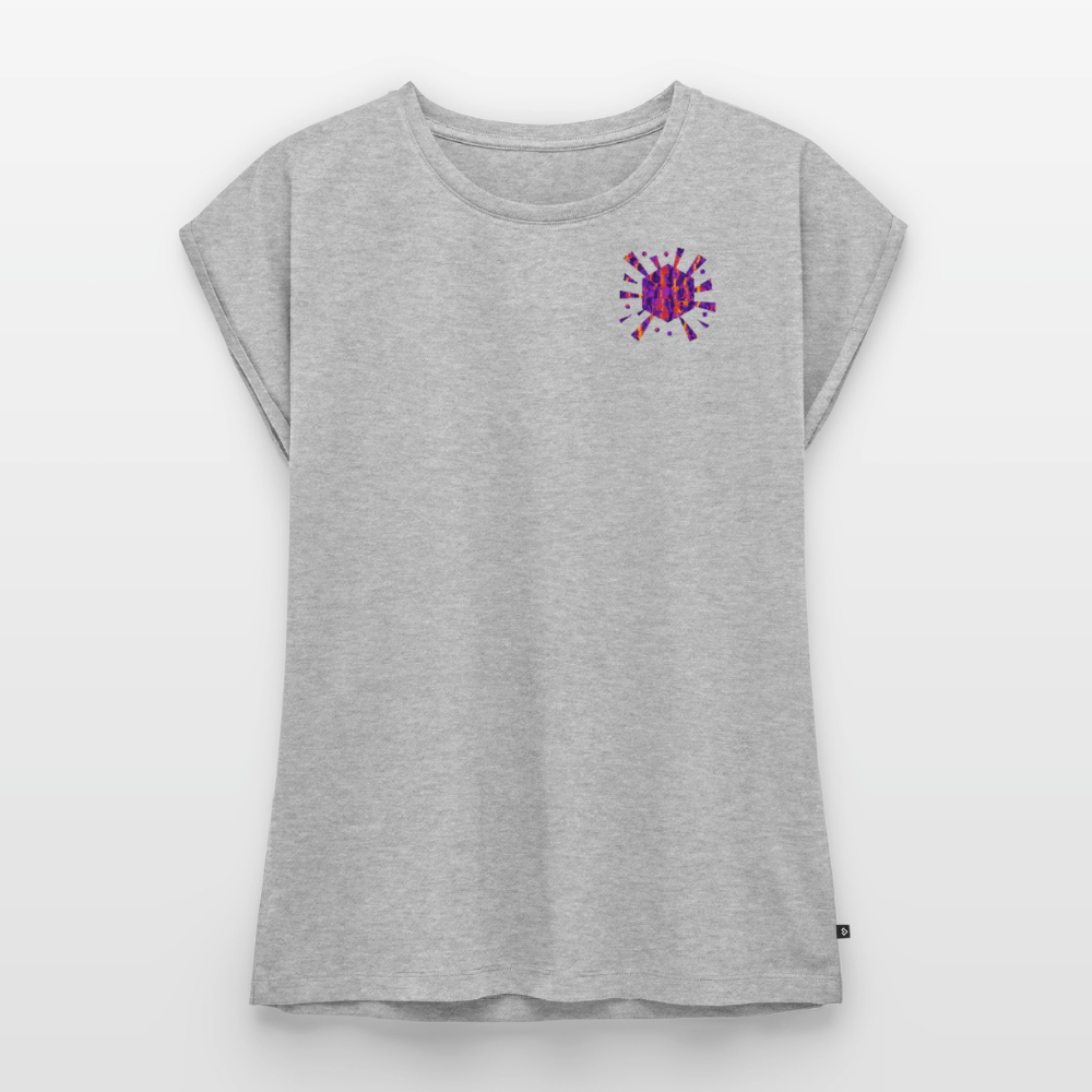 Frauen T-Shirt mit gerollten Ärmeln | No. 1 - Grau meliert