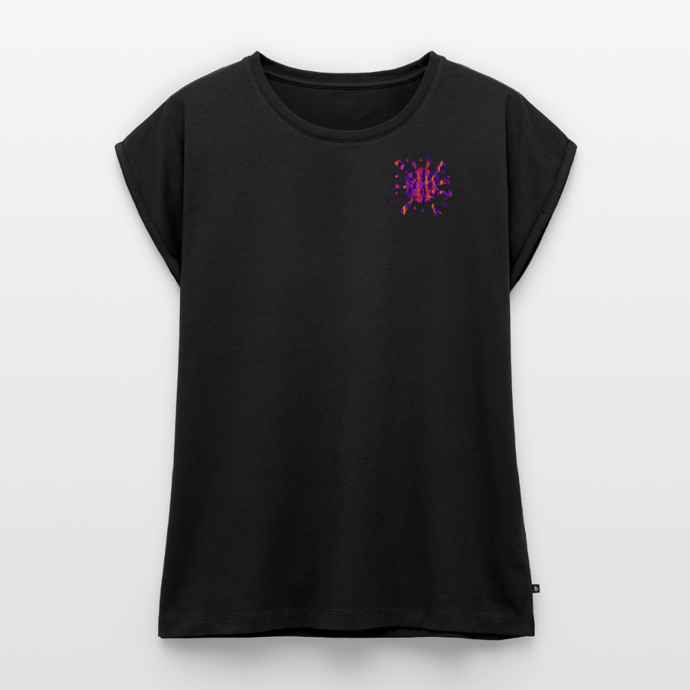 Frauen T-Shirt mit gerollten Ärmeln | No. 1 - Schwarz