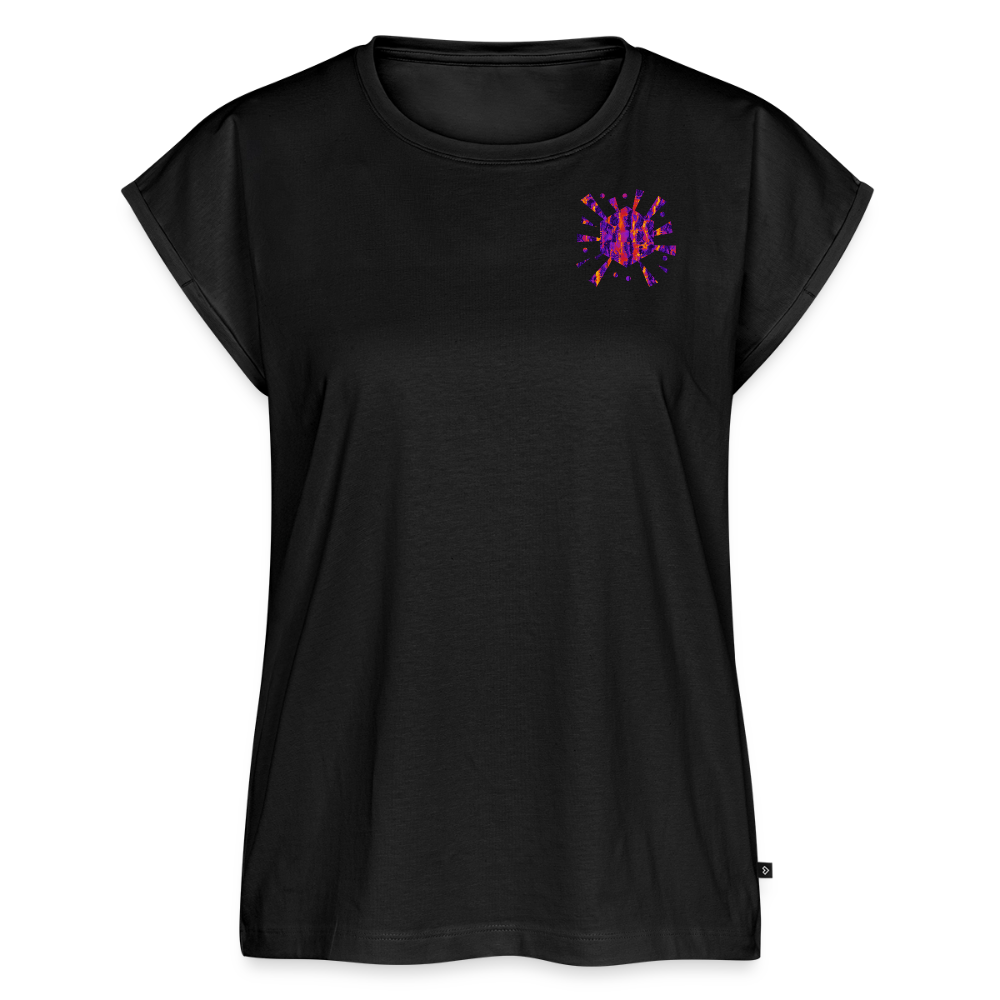 Frauen T-Shirt mit gerollten Ärmeln | No. 1 - Schwarz