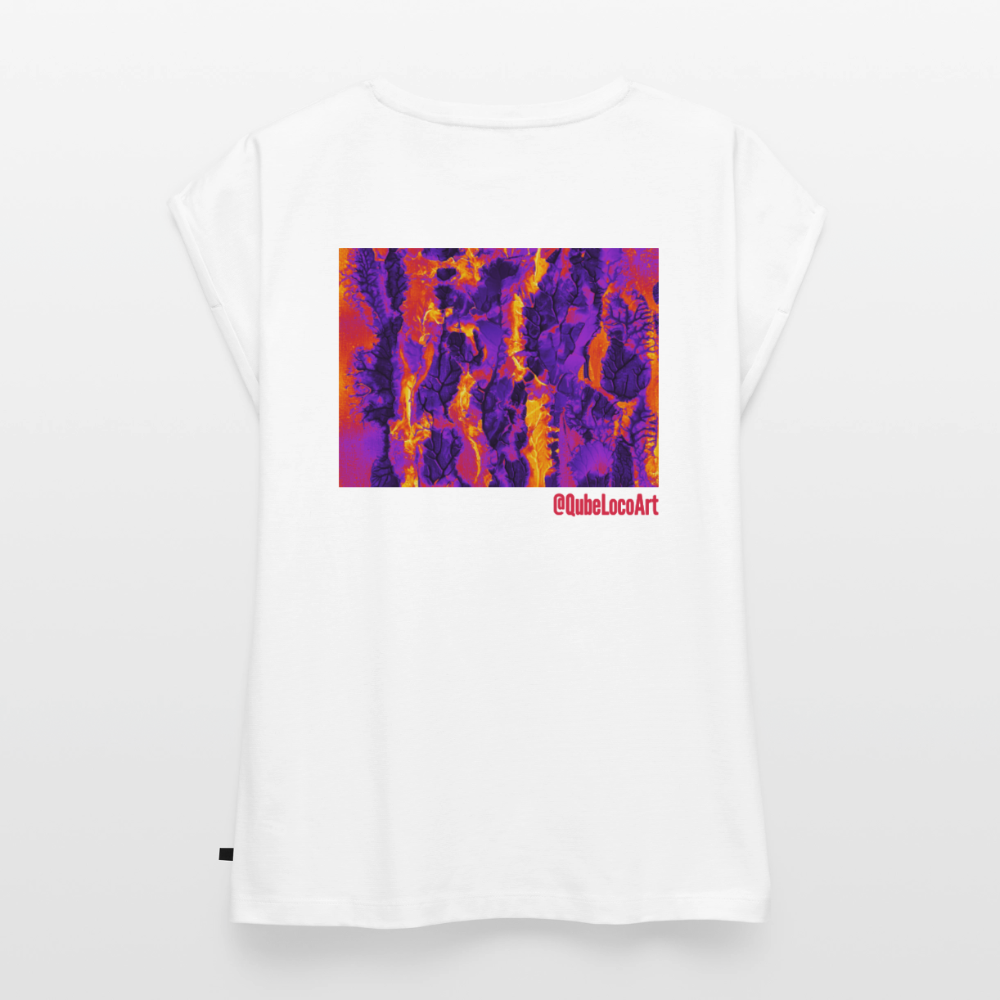 Frauen T-Shirt mit gerollten Ärmeln | No. 1 - Weiß