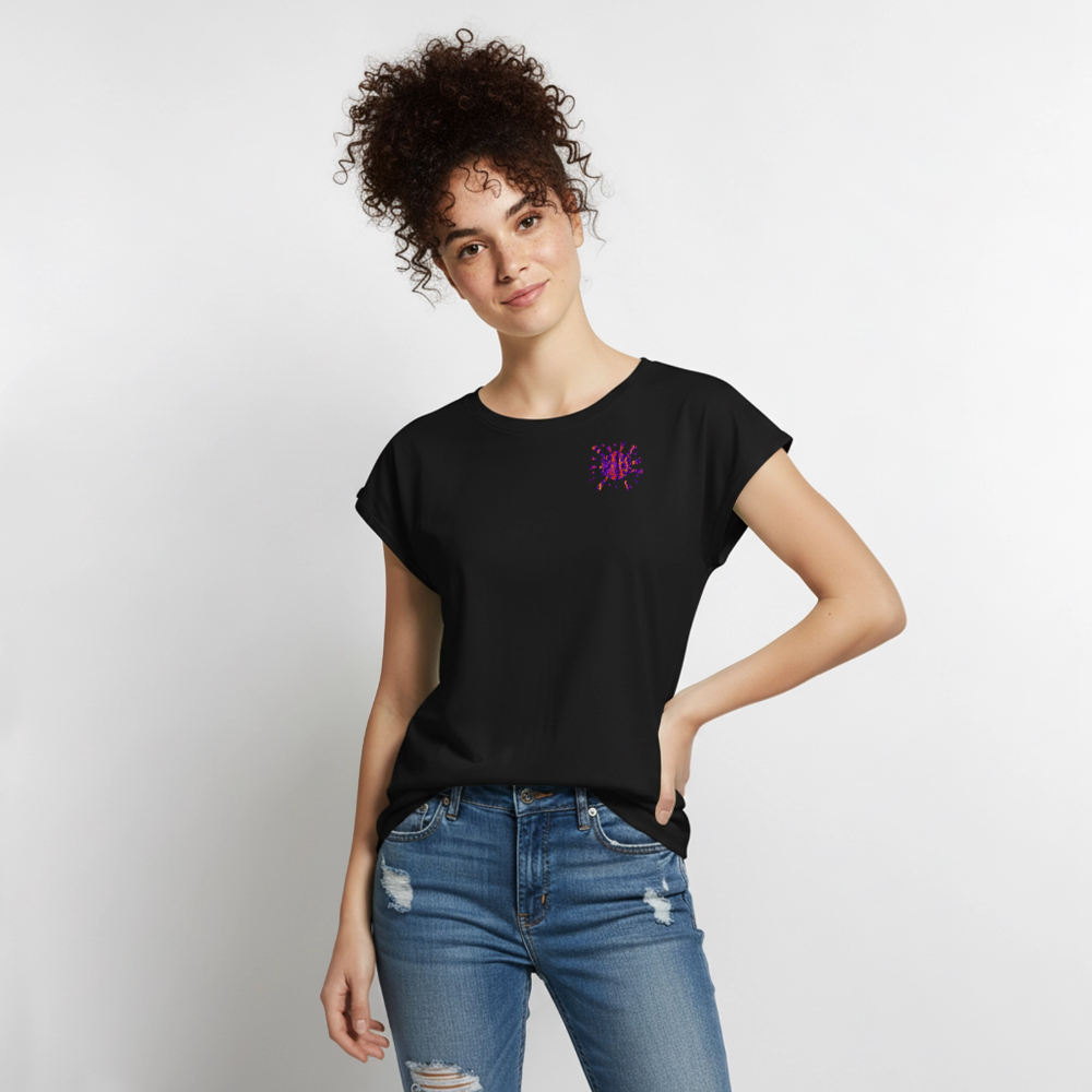 Frauen T-Shirt mit gerollten Ärmeln | No. 1 - Schwarz