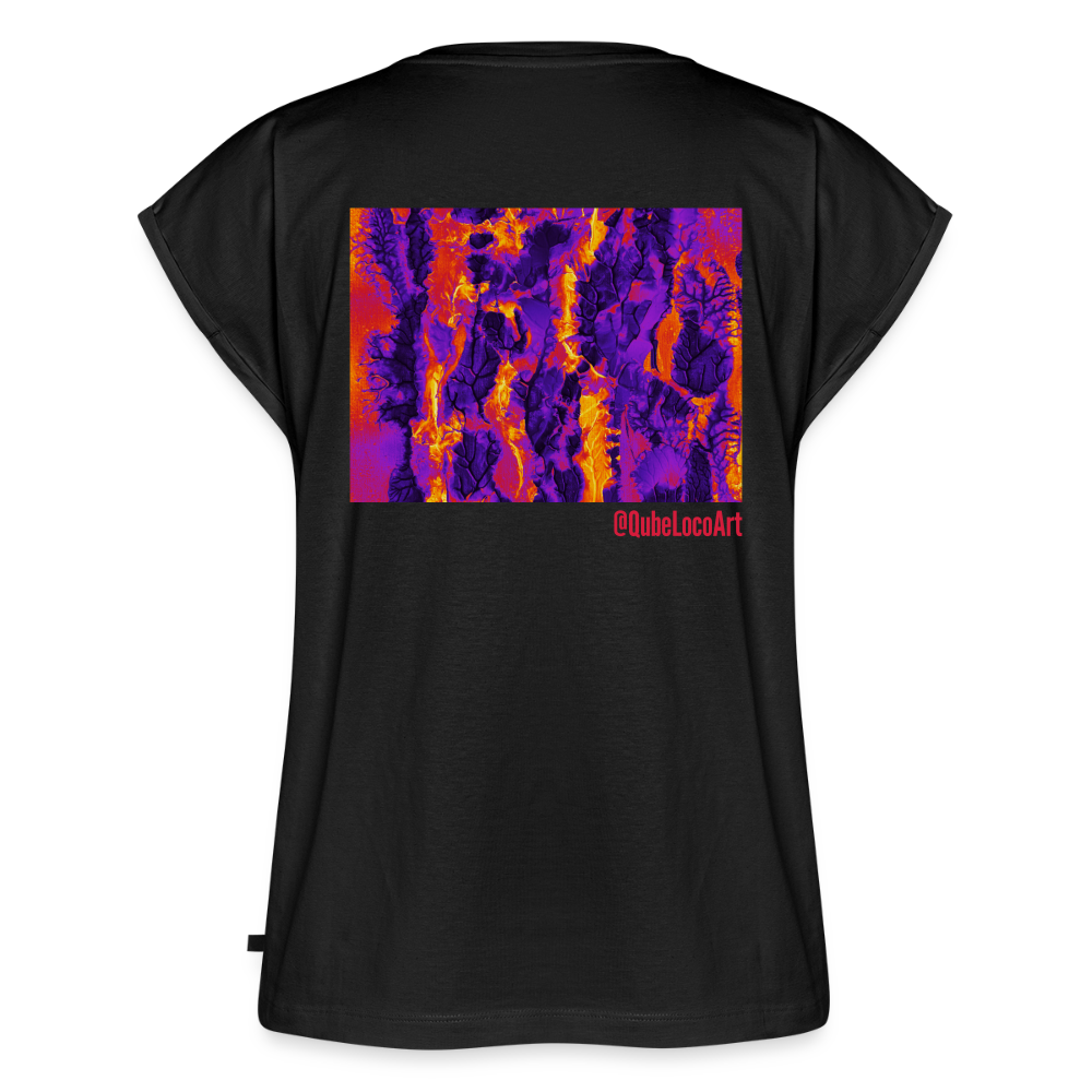 Frauen T-Shirt mit gerollten Ärmeln | No. 1 - Schwarz
