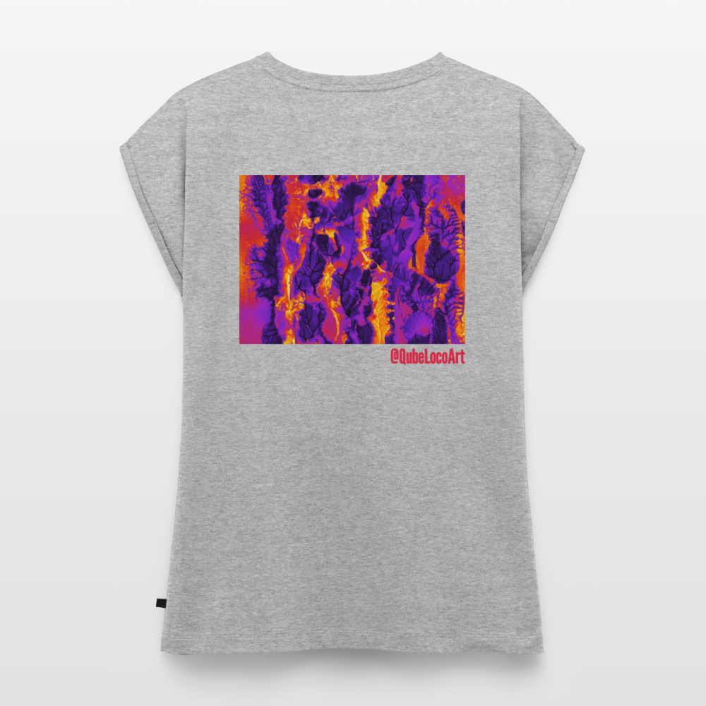 Frauen T-Shirt mit gerollten Ärmeln | No. 1 - Grau meliert