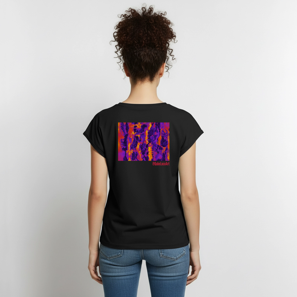 Frauen T-Shirt mit gerollten Ärmeln | No. 1 - Schwarz