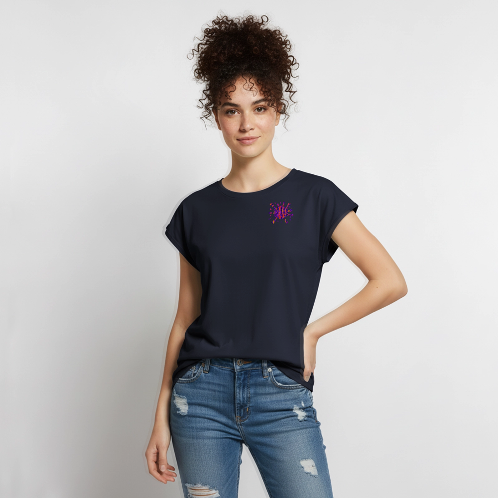 Frauen T-Shirt mit gerollten Ärmeln | No. 1 - Navy